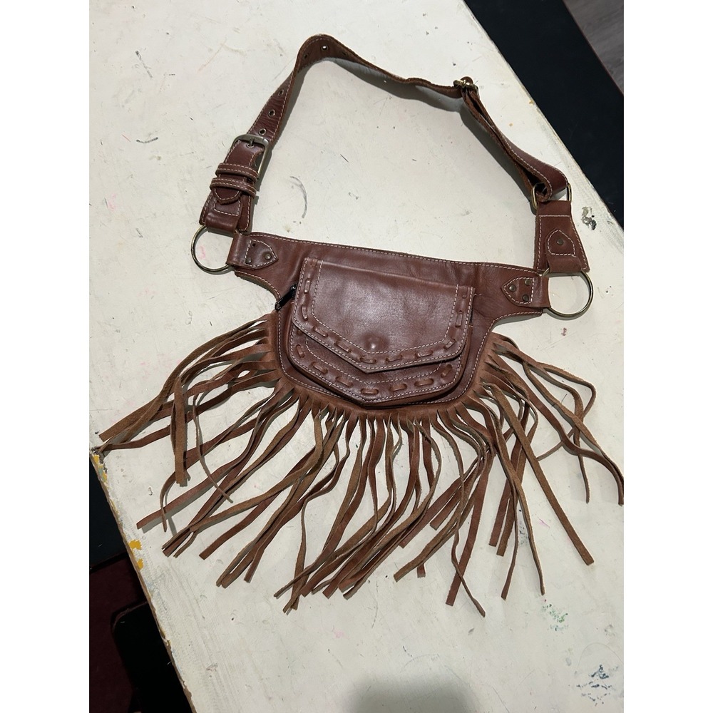 Earthbound Boho Western Fringed Faux Leather Purse Bag Crossbody Multi Pockets